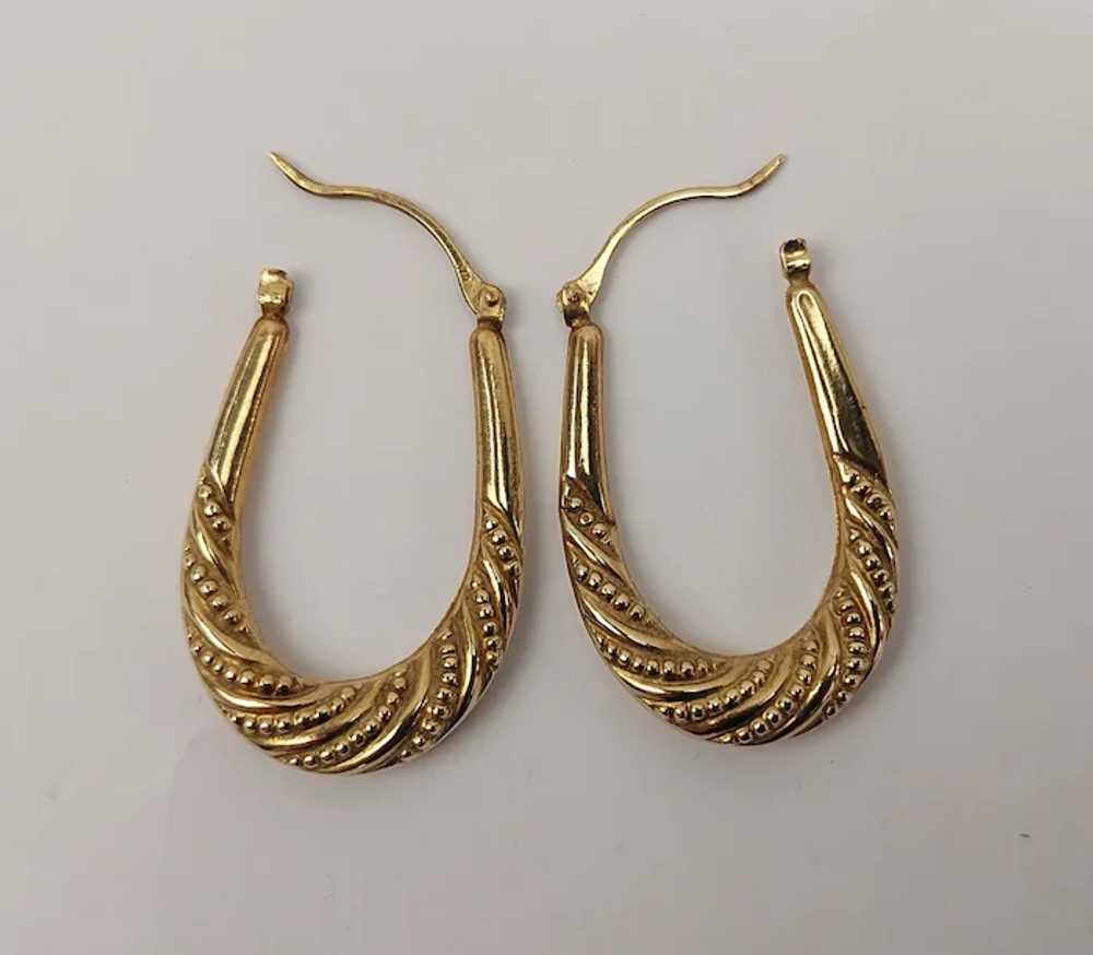 9ct Yellow Gold Creole Hoop Earrings - image 3