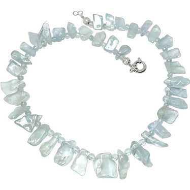 Gem Quality Aquamarine Nugget Drop Necklace