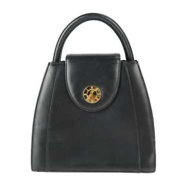 Vtg Givenchy Parfums Holiday Tote Shopper Black Vegan Leather Gold Trim  13x13.5