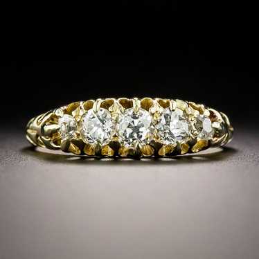 English Victorian Five-Stone Diamond Carved Ring