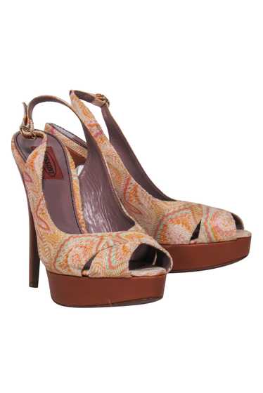 Missoni - Orange & Pink Print Peep Toe Pump Sz 9