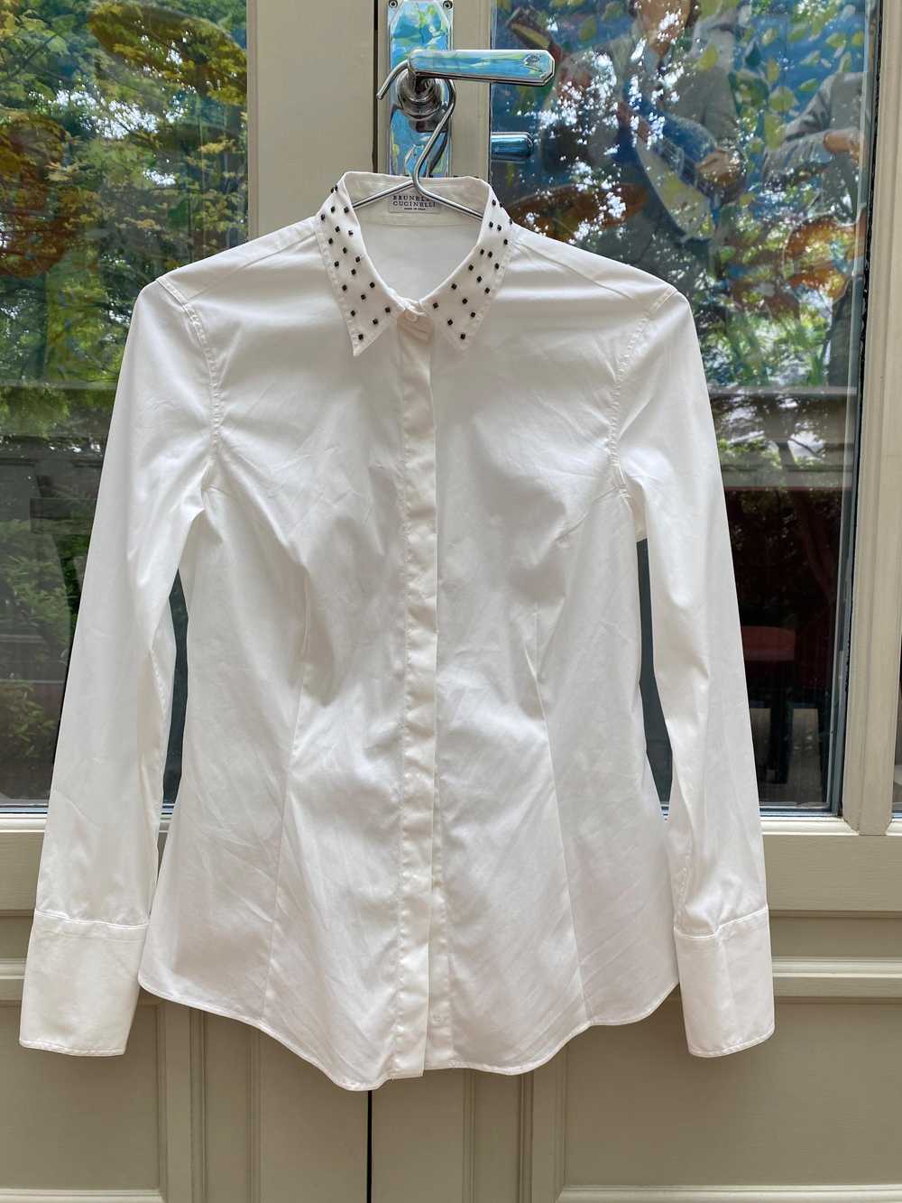 Brunello Cucinelli Studded Collar White Cotton Sh… - image 2