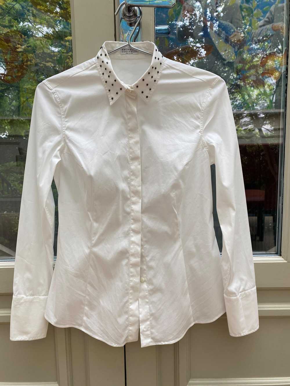 Brunello Cucinelli Studded Collar White Cotton Sh… - image 4