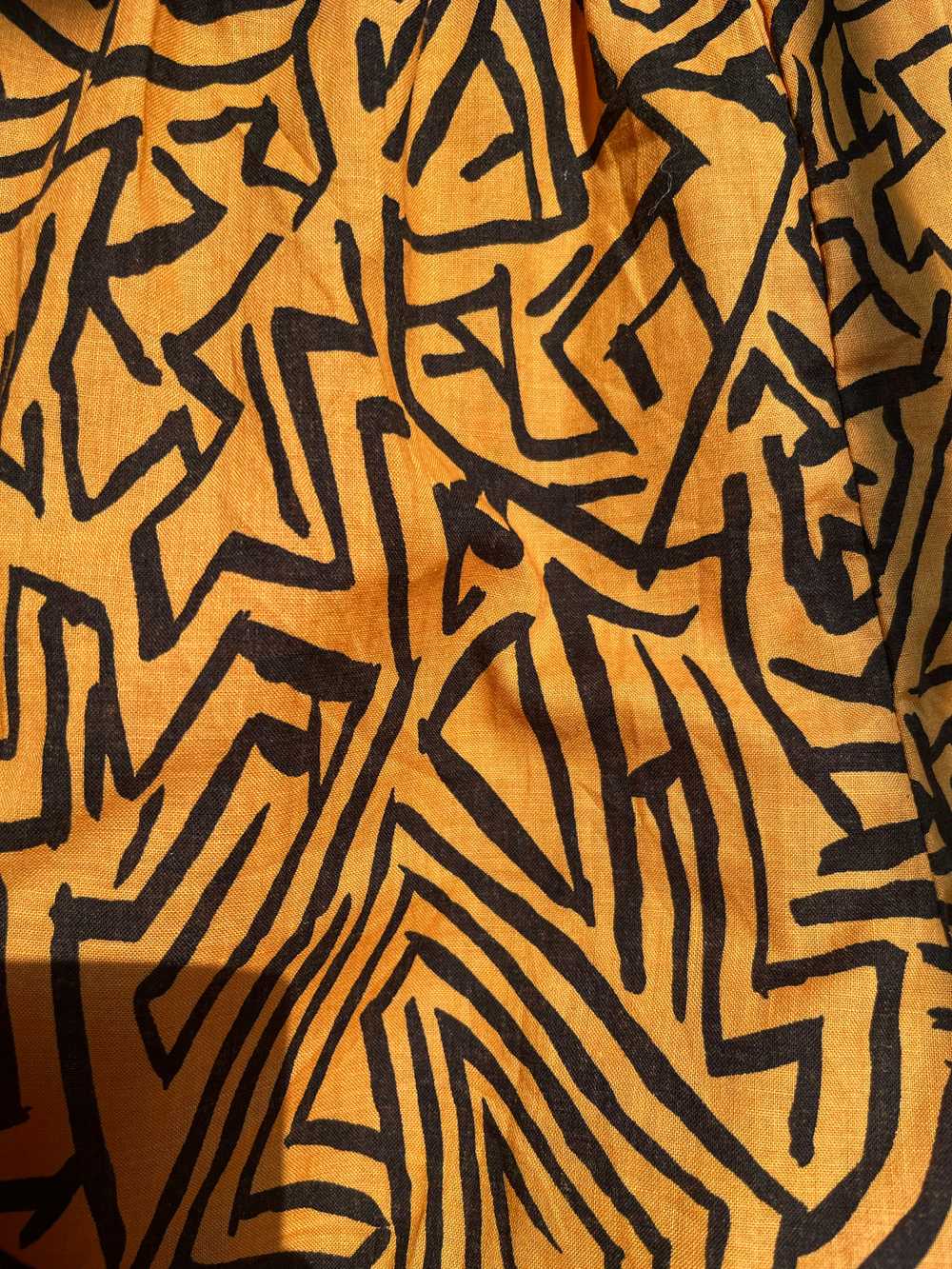 80s/90s Orange and Black abstract swim trunks - image 2
