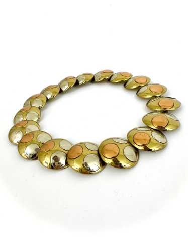 80s Italian Couture Brass Collar Necklace - image 1