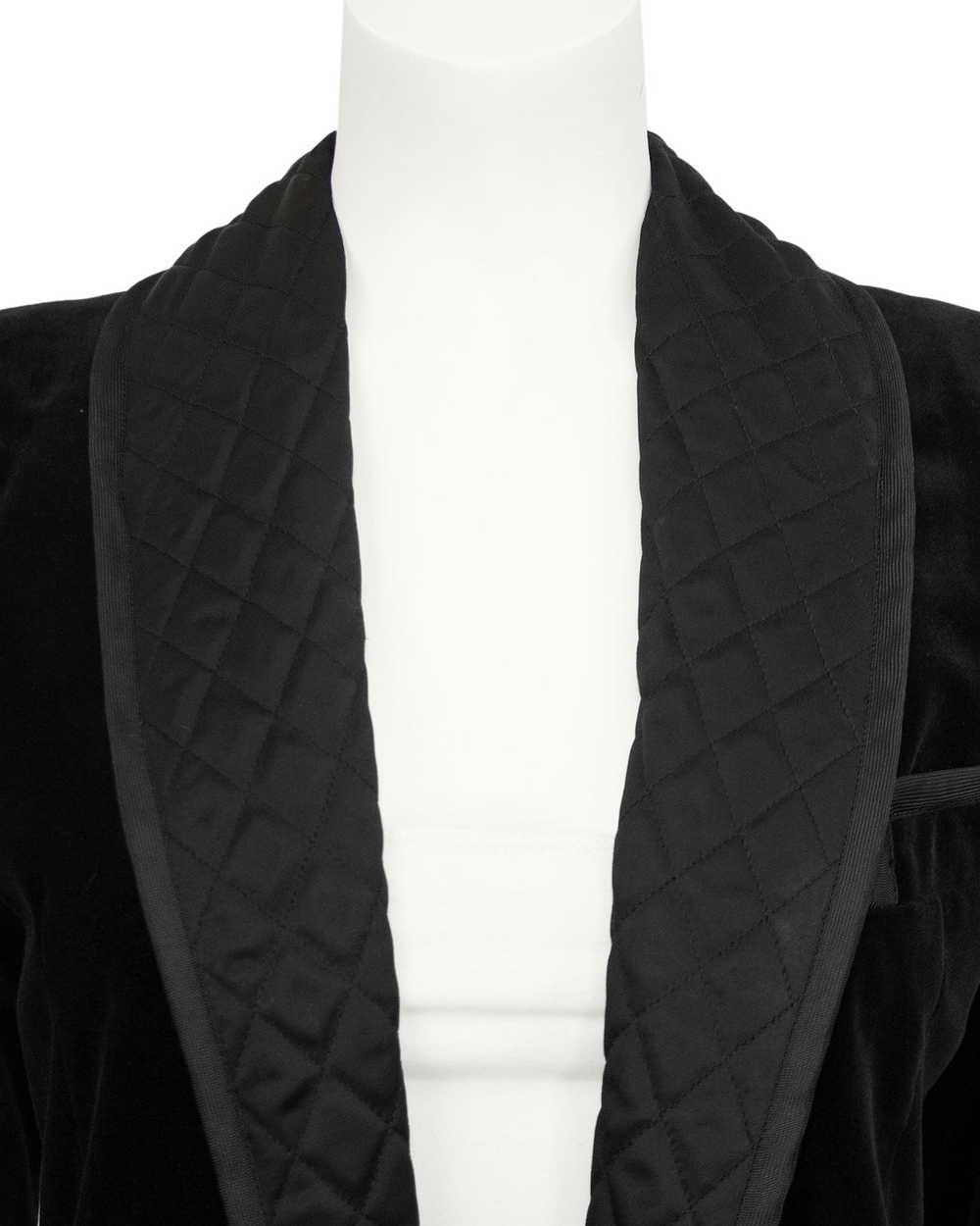 Yves Saint Laurent Black Velvet and Quilted Smoki… - image 6