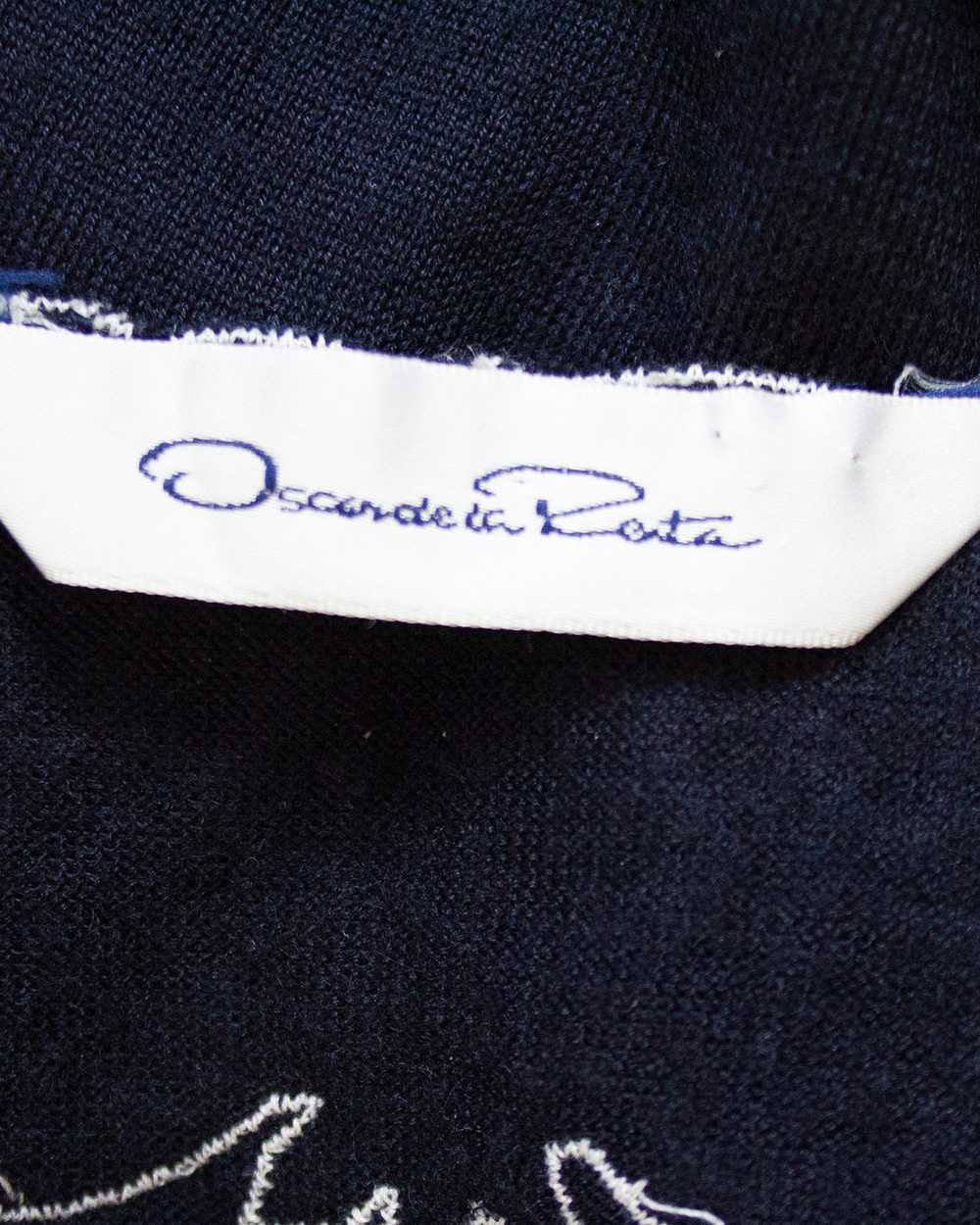 Oscar De La Renta Navy Cardigan With Crochet Coll… - image 5