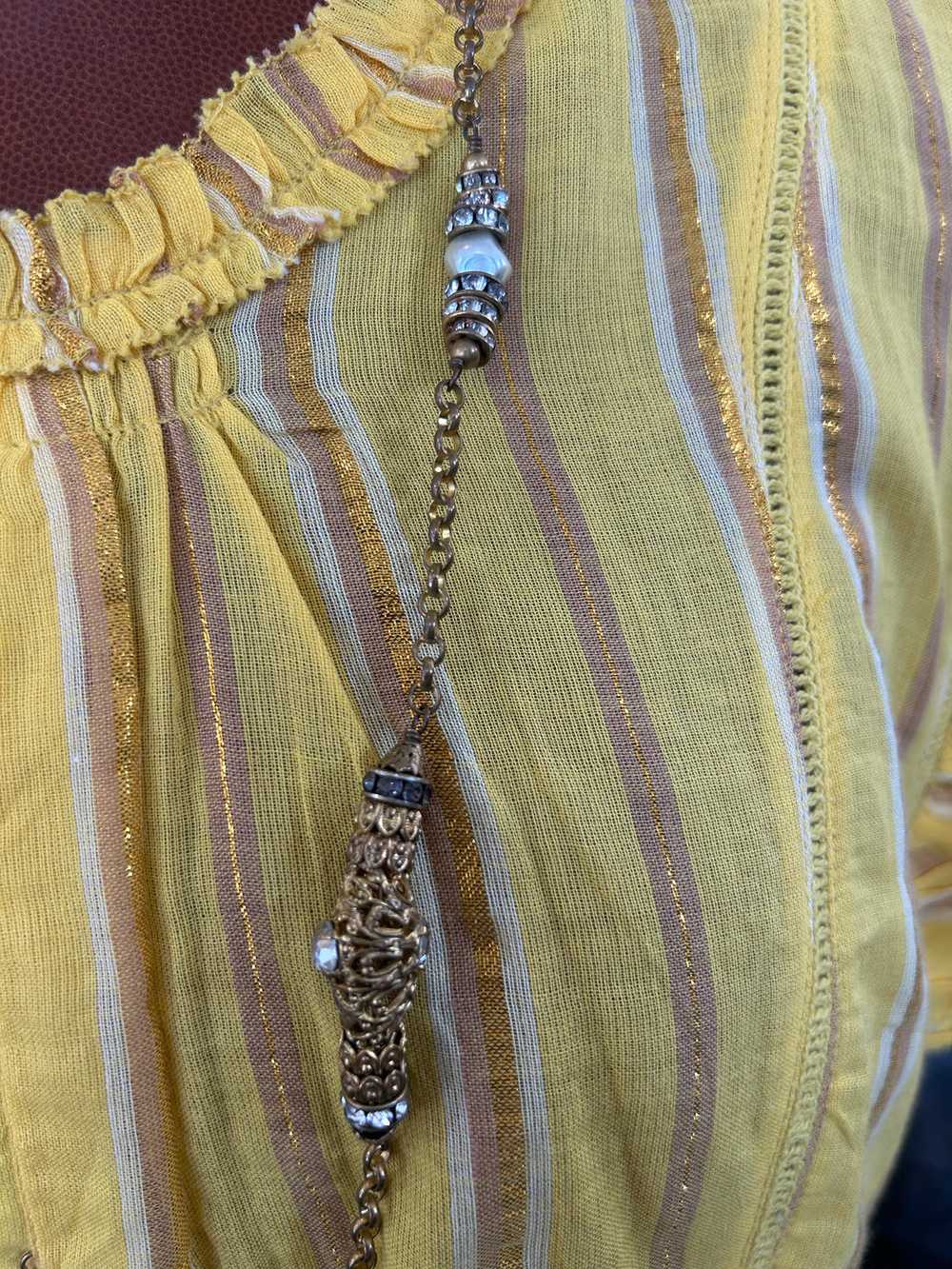 Vintage Gold and Glass Bead Necklace - image 3