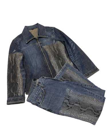 $695 Just Cavalli Men's Blue Animal Patch Collared Denim Jacket Size IT 50  US 40 | eBay
