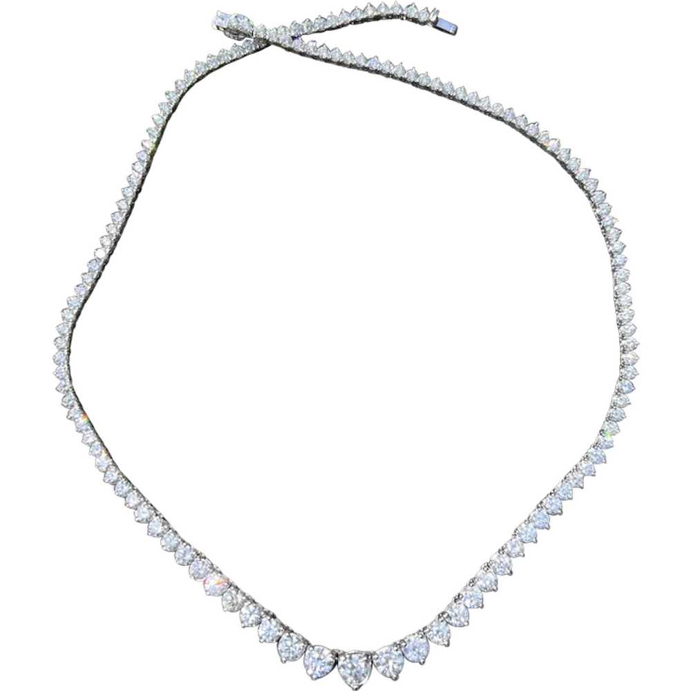 14K White Gold Diamond Tennis Necklace - image 1