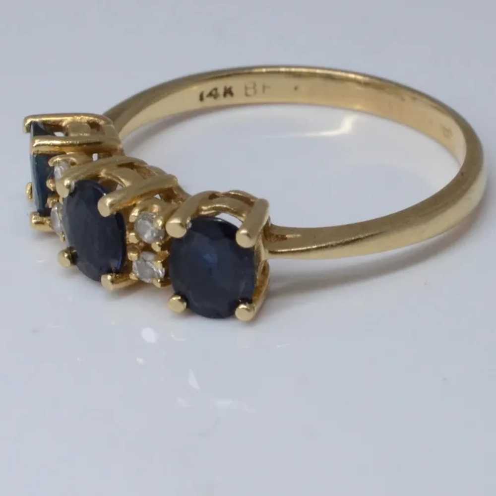 14K Yellow Gold Diamond and Sapphire Ring - image 2