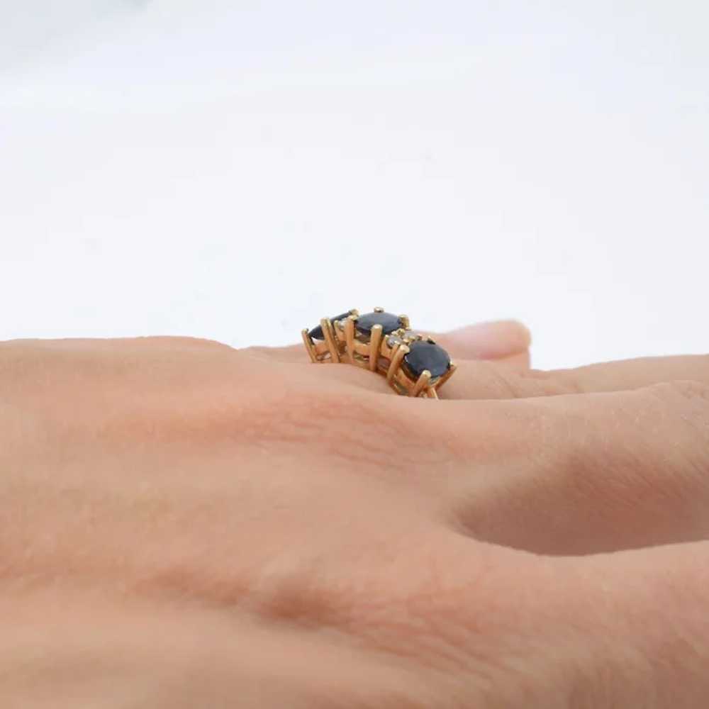 14K Yellow Gold Diamond and Sapphire Ring - image 3