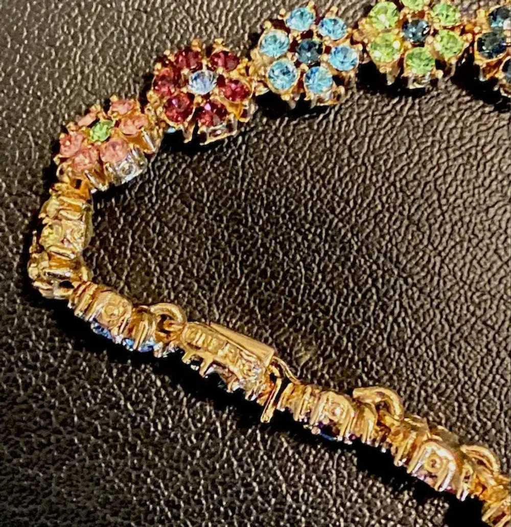 CINER Multi-color Crystals Floral Link Necklace - image 11