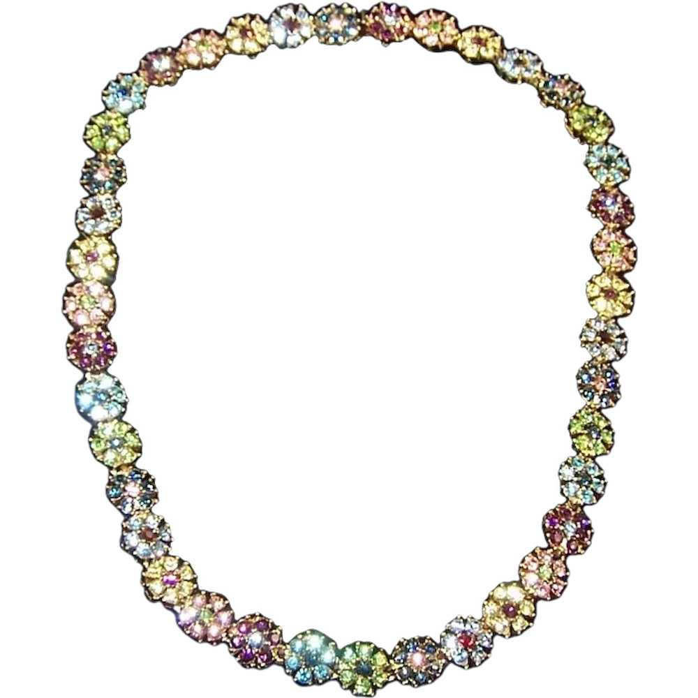 CINER Multi-color Crystals Floral Link Necklace - image 1