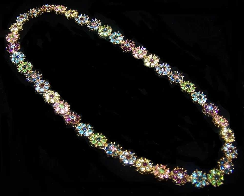 CINER Multi-color Crystals Floral Link Necklace - image 3