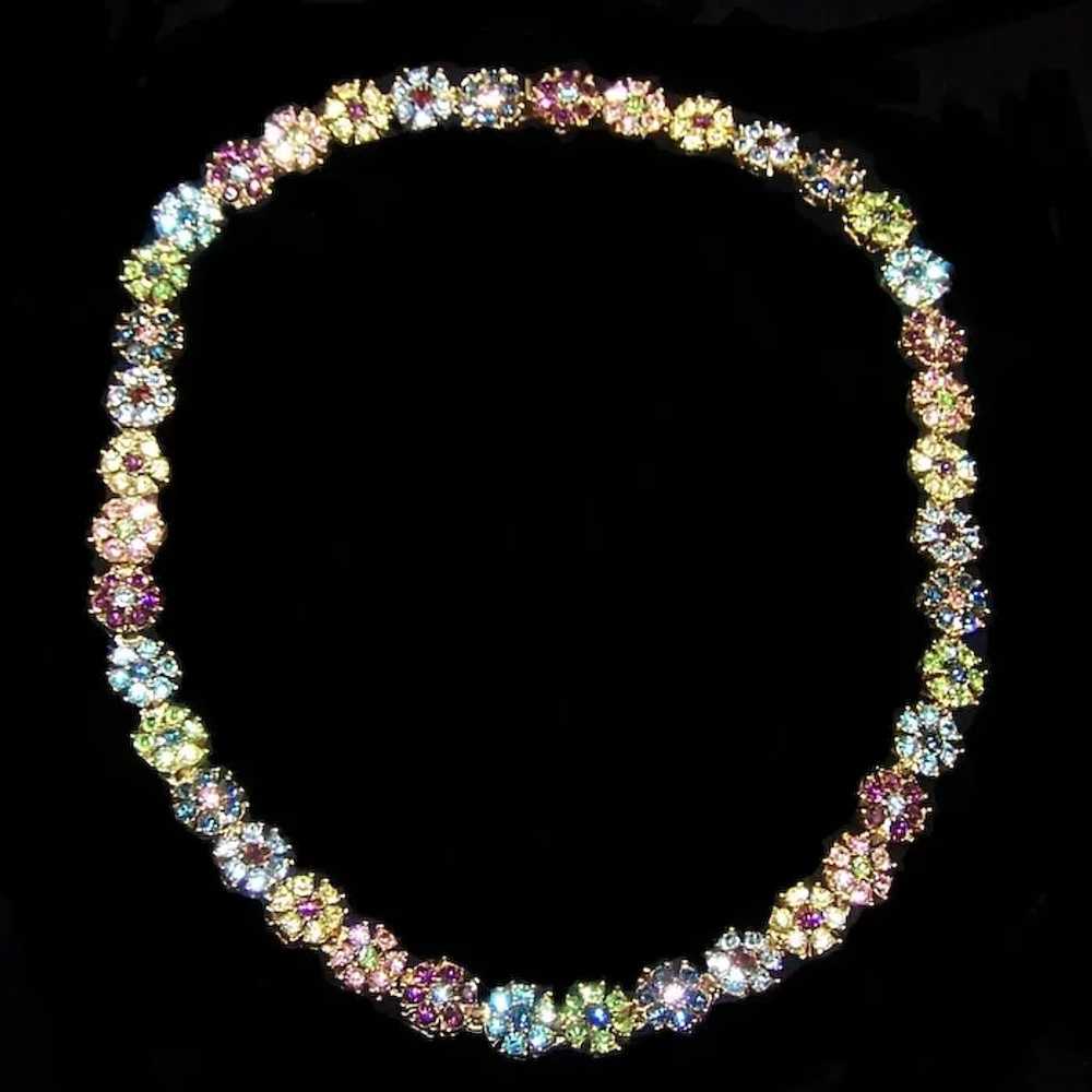 CINER Multi-color Crystals Floral Link Necklace - image 4