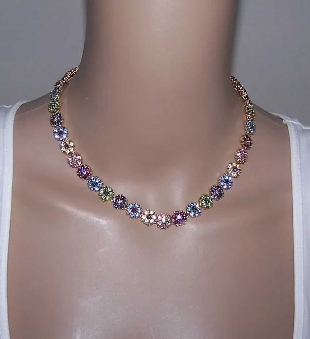 CINER Multi-color Crystals Floral Link Necklace - image 7