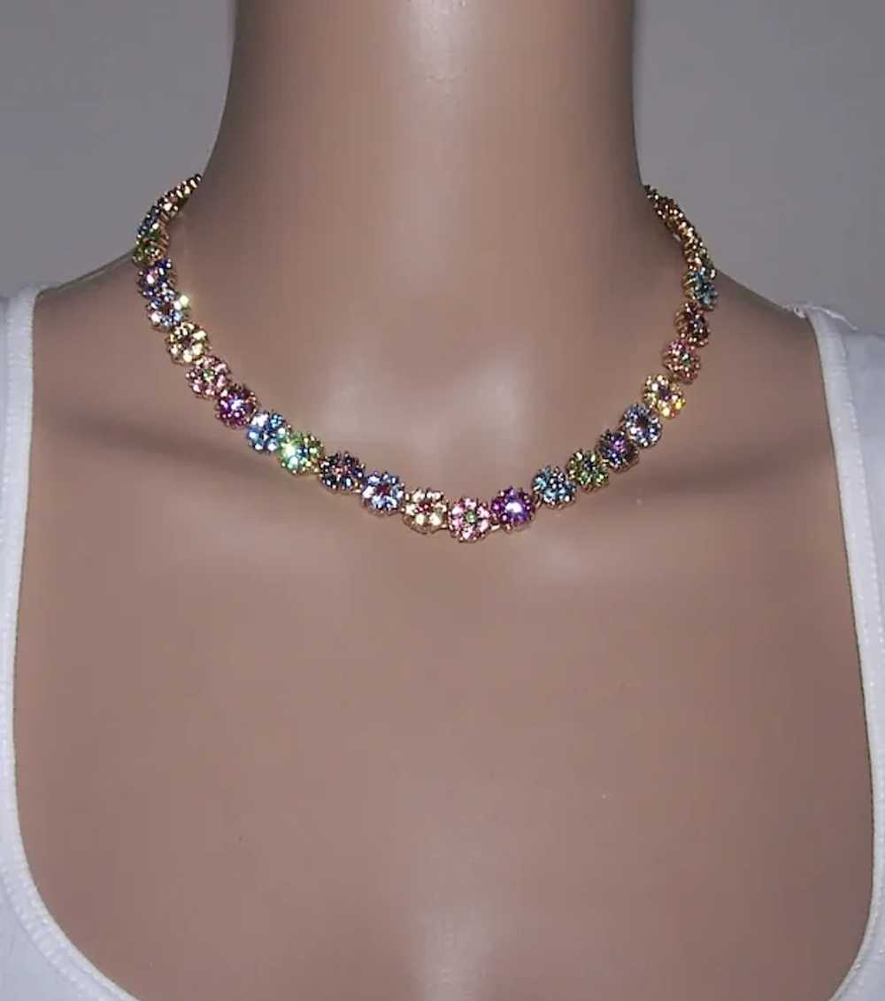 CINER Multi-color Crystals Floral Link Necklace - image 9