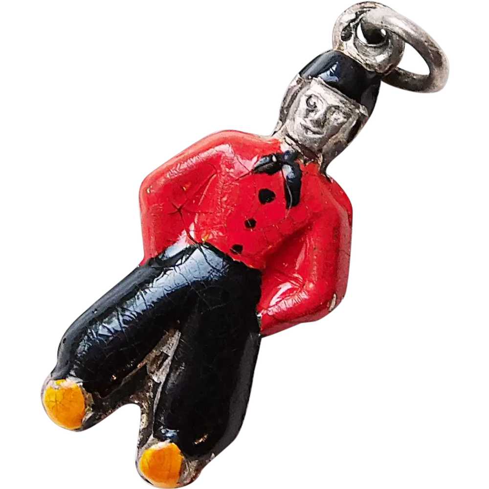 800 Silver & Enamel Painted Dutch Man Charm - Sou… - image 1