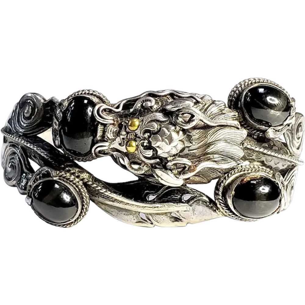Nepalese Zeeba Serpent Bracelet Black Diopside St… - image 1