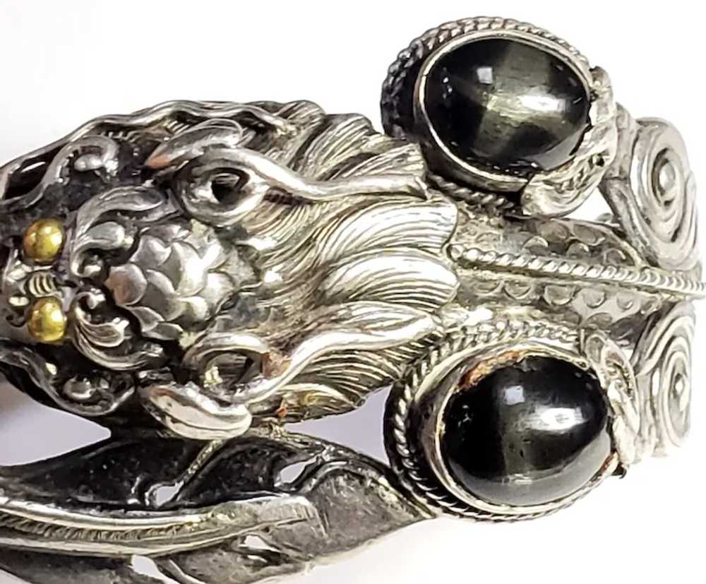 Nepalese Zeeba Serpent Bracelet Black Diopside St… - image 2
