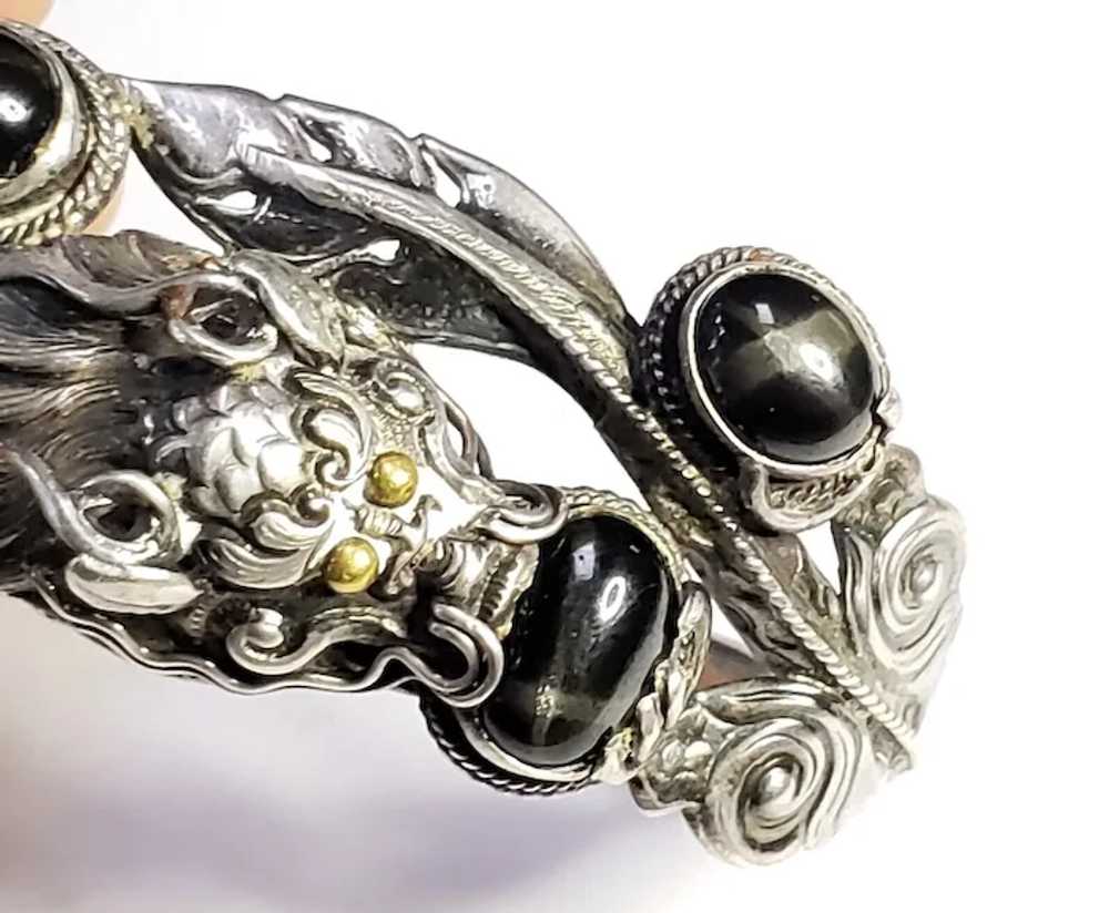 Nepalese Zeeba Serpent Bracelet Black Diopside St… - image 3