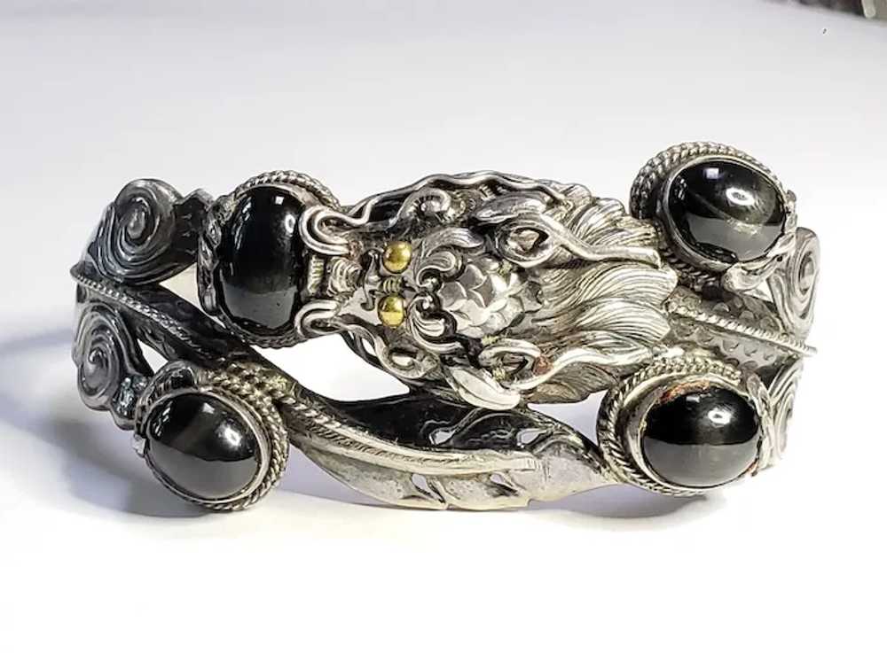 Nepalese Zeeba Serpent Bracelet Black Diopside St… - image 5