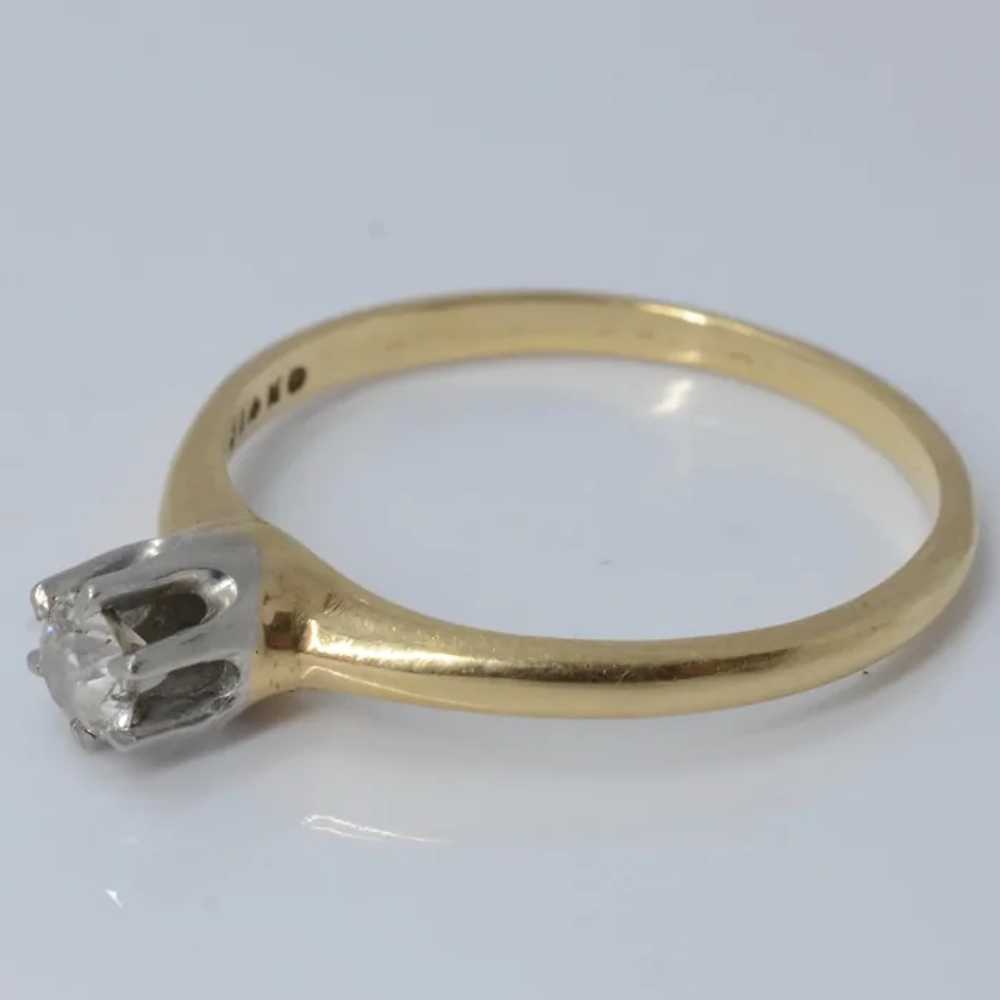 Vintage 14K Yellow & White Gold Solitaire Round D… - image 3