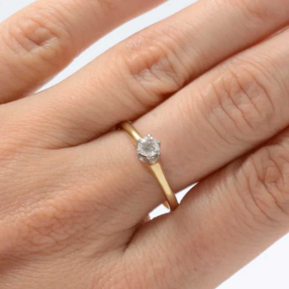 Vintage 14K Yellow & White Gold Solitaire Round D… - image 5