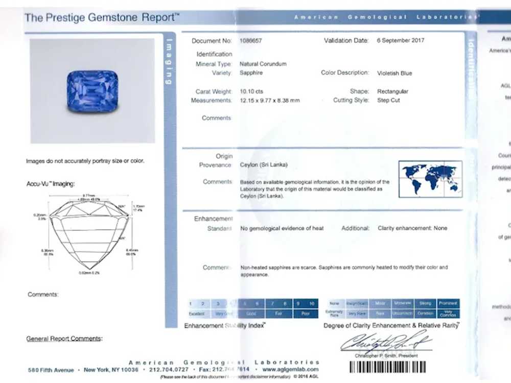 AGL Certified 10.10 Carat No Heat Ceylon Cornflow… - image 10
