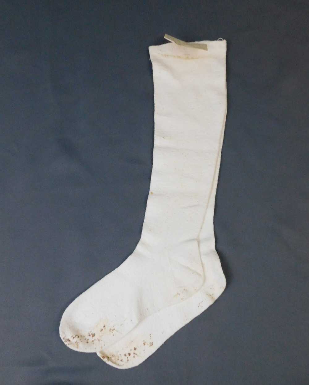Antique French White Cotton Knitted Socks Stockings 19th -  Denmark