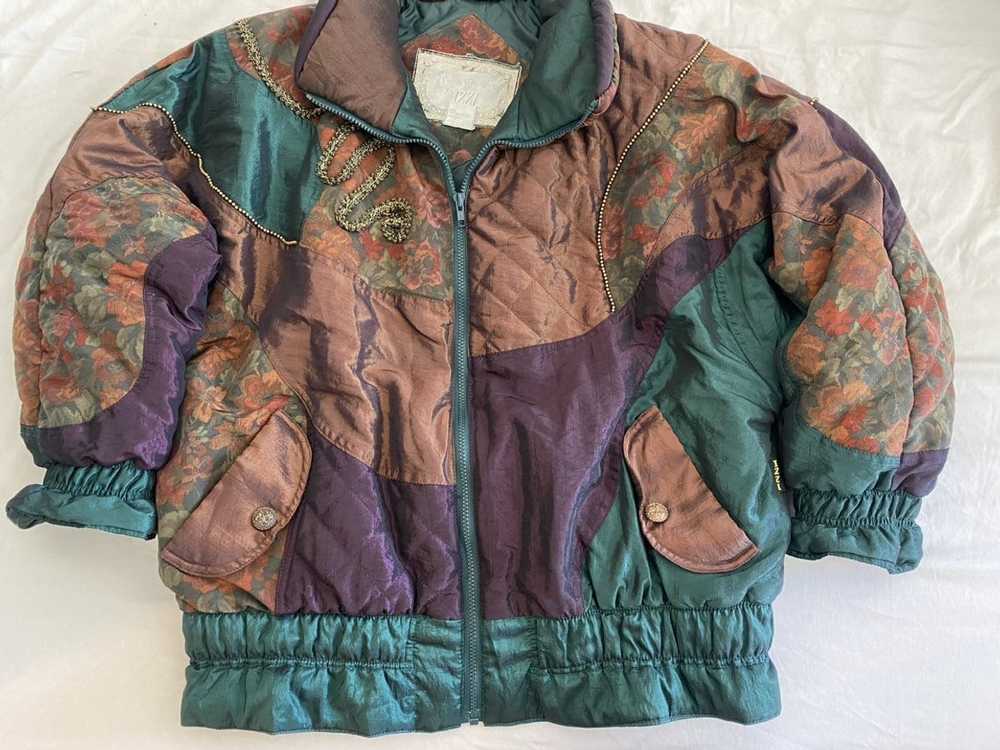 Vintage Vintage 80s bomber Jacket Coat Patterned … - image 2