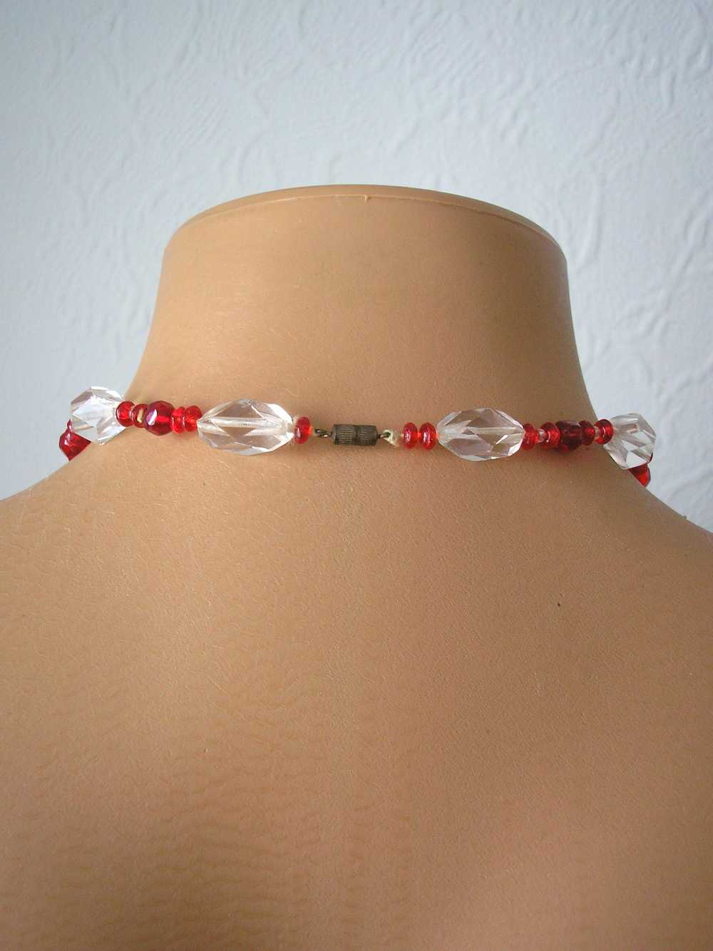 ART DECO 1920's/30's Red Cut Glass Necklace - image 4