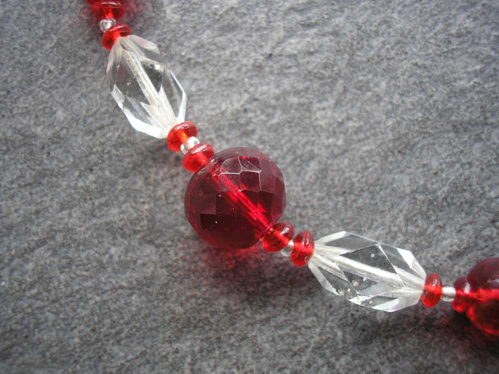 ART DECO 1920's/30's Red Cut Glass Necklace - image 6