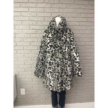 Other Gray Animal Print Faux Fur Coat with Hoodie… - image 1