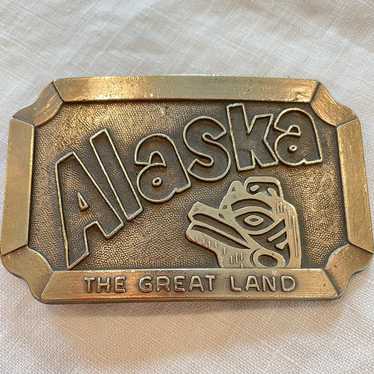 Vintage Alaska Brass Belt Buckle, The Great Land
