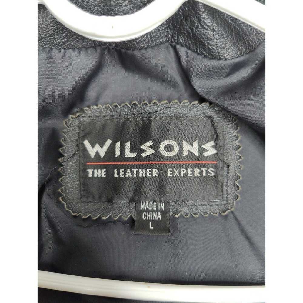 Vintage Vtg WILSONS Black Leather Moto Biker Jack… - image 11