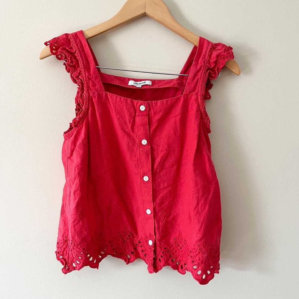 Madewell Madewell Eyelet Ruffle-Strap Button Up T… - image 2