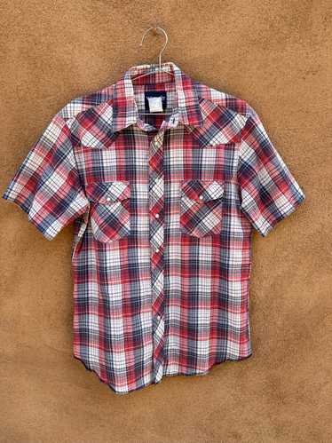 Red, White, and Blue Plaid Short Sleeve Wrangler S