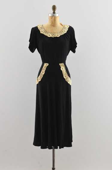 Vintage 1940's Noir Dress - image 1