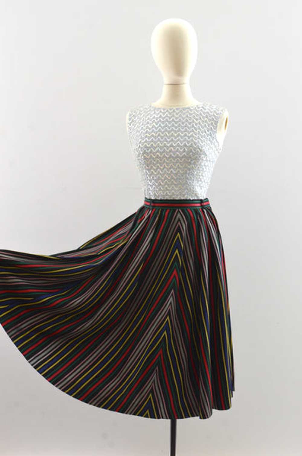 Vintage 1950's "Maxan" Rainbow Stripe Skirt - image 1