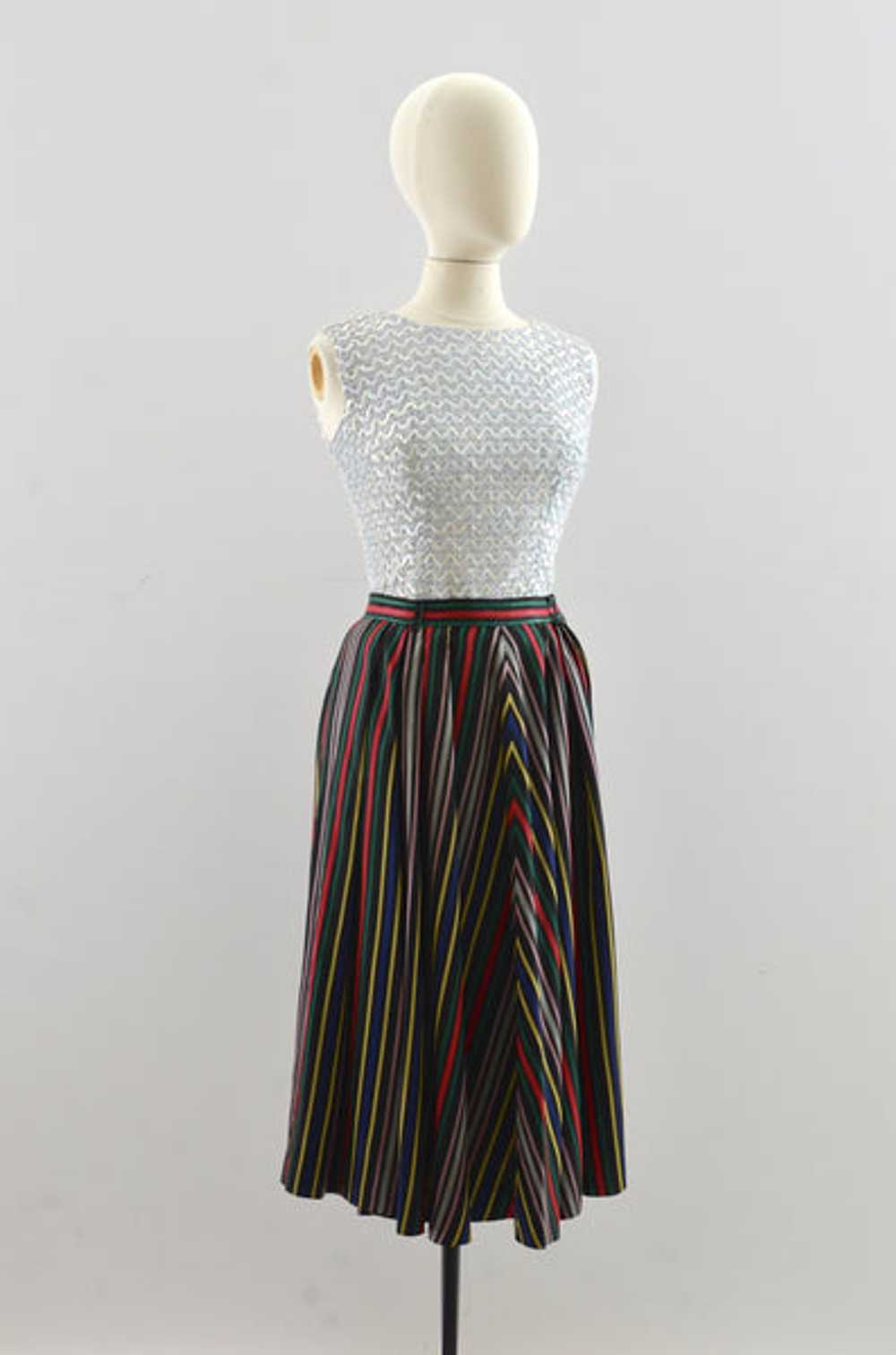 Vintage 1950's "Maxan" Rainbow Stripe Skirt - image 3