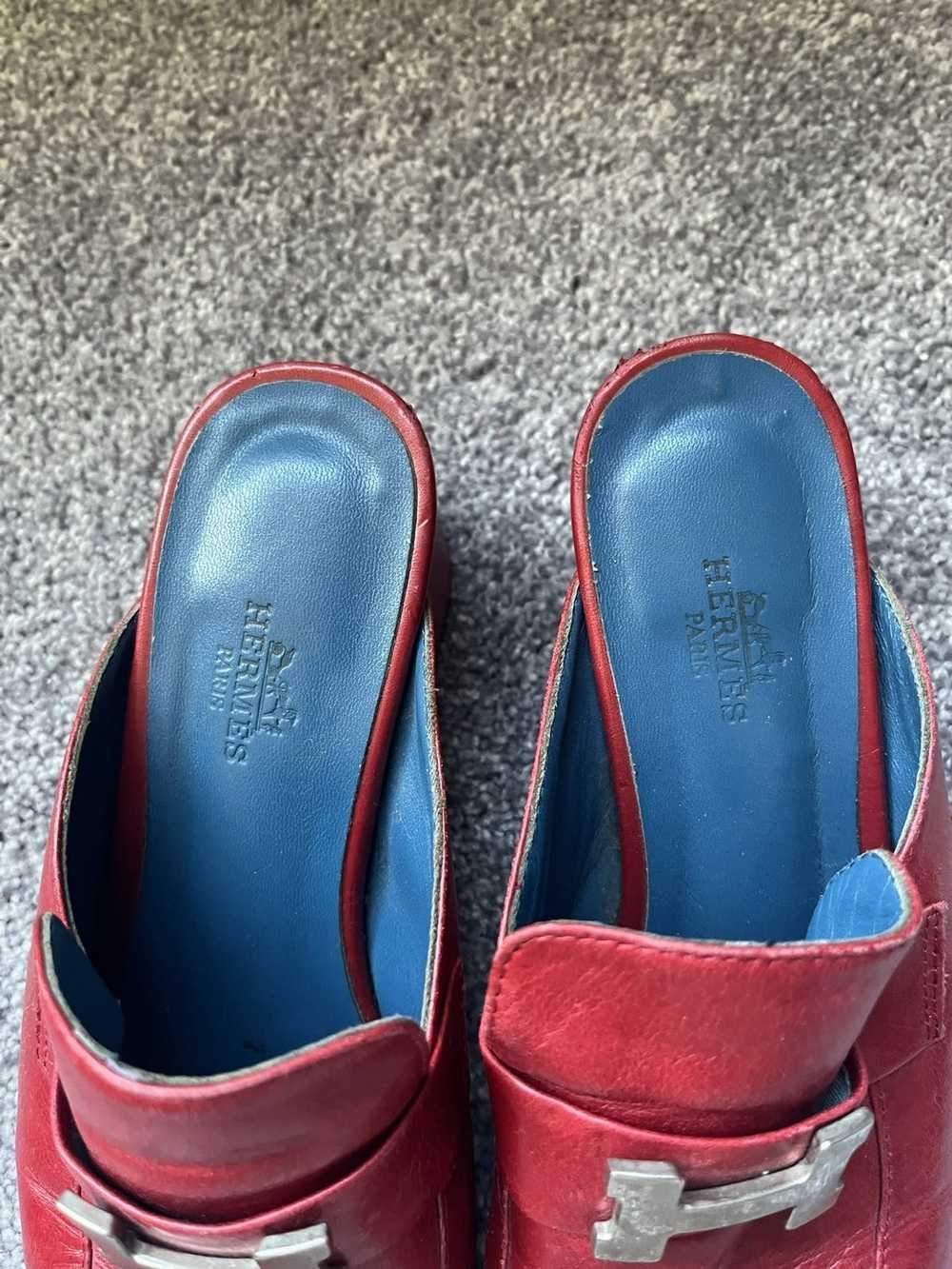 Hermes Vintage Red Hermes Mules - image 2