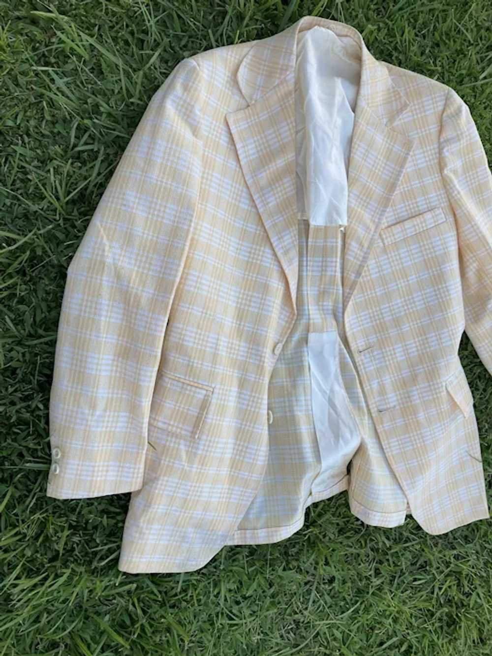 Vintage Yellow Plaid Blazer Lightweight Summer, F… - image 2