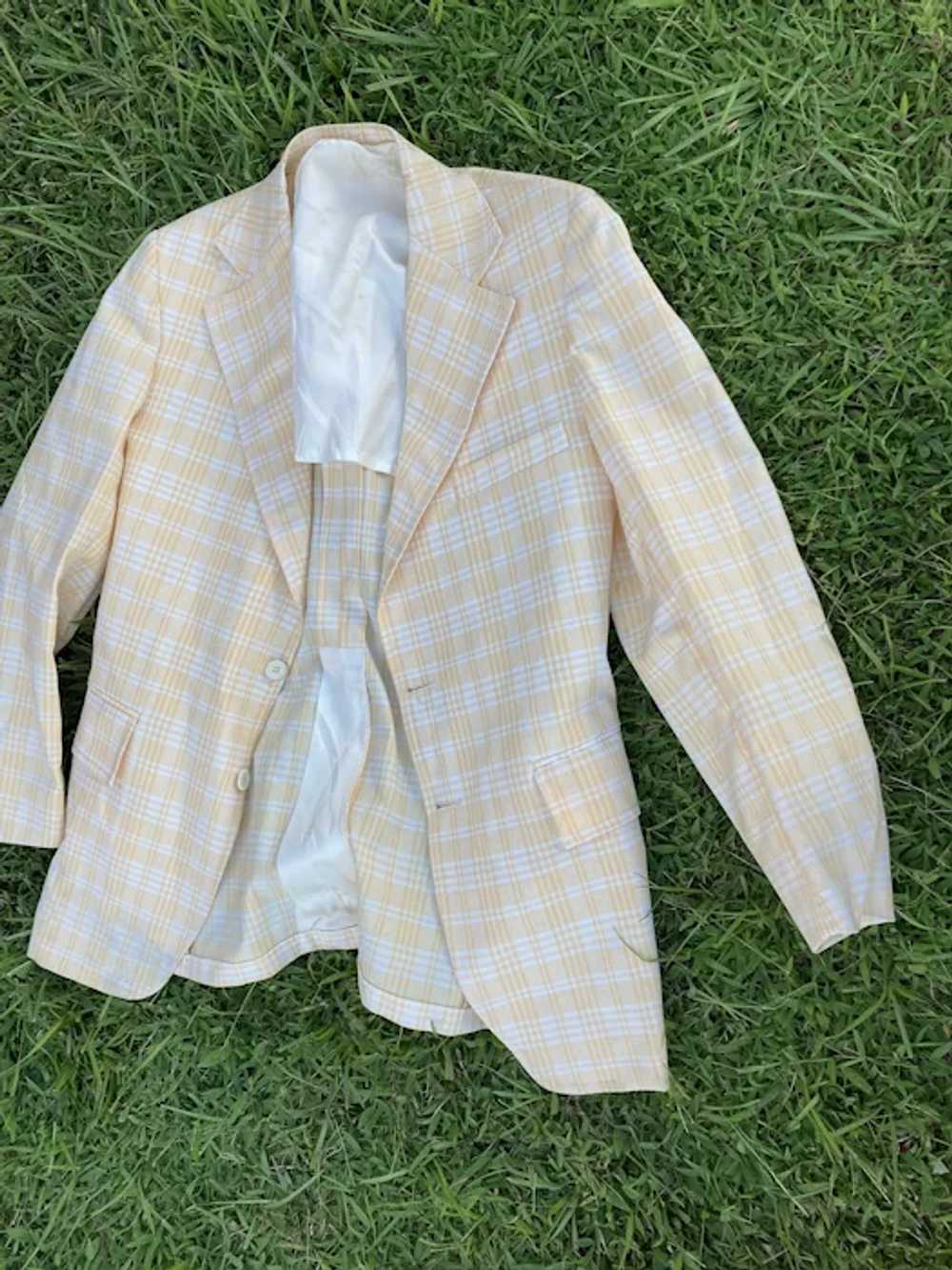 Vintage Yellow Plaid Blazer Lightweight Summer, F… - image 3