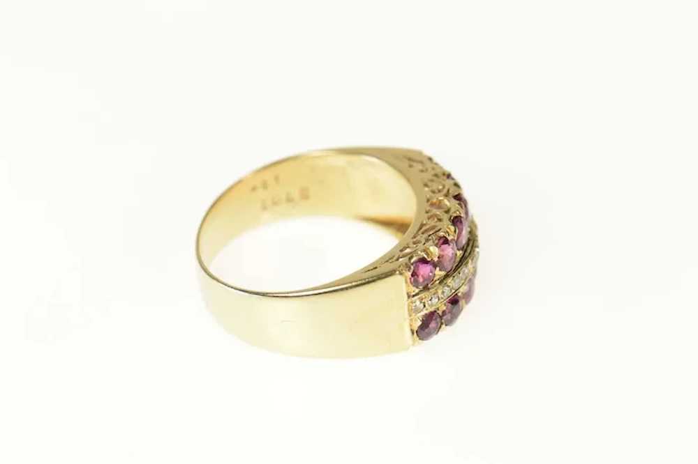 14K Ornate Ruby Diamond Filigree Band Ring Size 6… - image 2