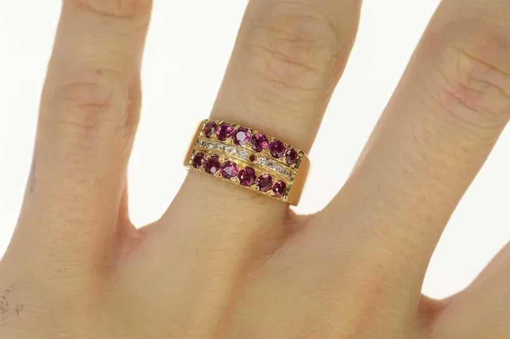 14K Ornate Ruby Diamond Filigree Band Ring Size 6… - image 5