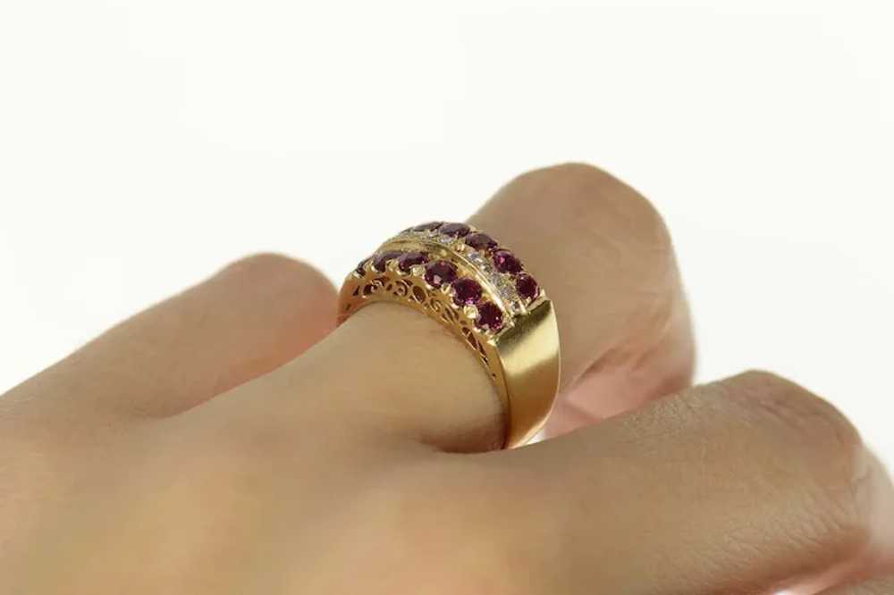 14K Ornate Ruby Diamond Filigree Band Ring Size 6… - image 6