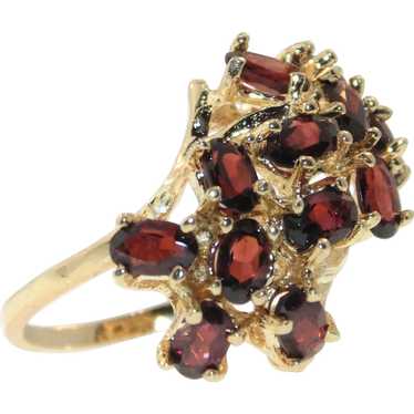 Estate Natural Garnet Statement Ring in 14k Yello… - image 1