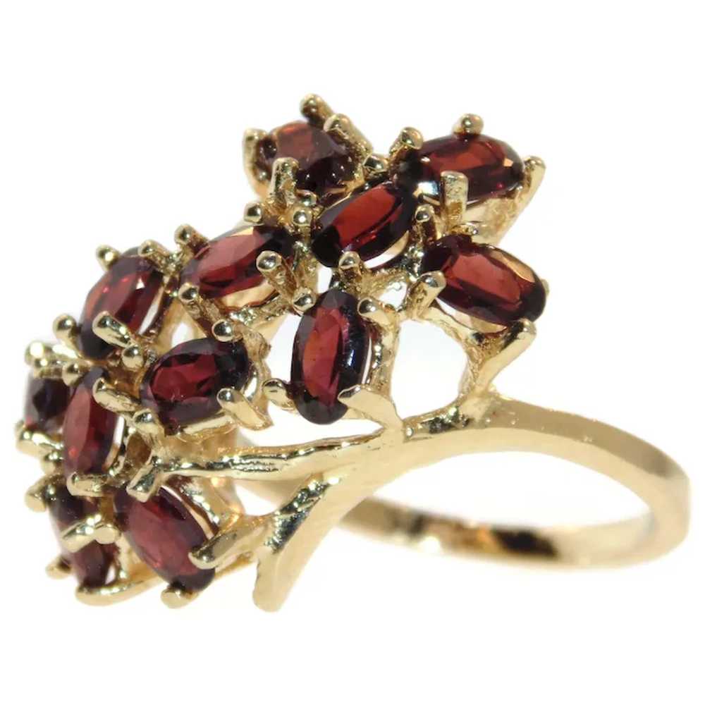 Estate Natural Garnet Statement Ring in 14k Yello… - image 2